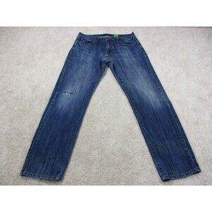 Lucky Brand Jeans Mens 34x32 Blue 221 Original Straight Denim Distressed Cotton